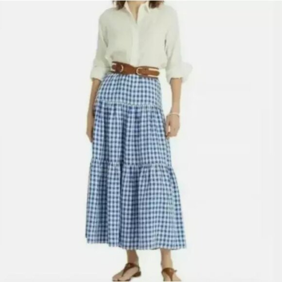 Lauren Ralph Lauren Dresses & Skirts - Lauren Ralph Lauren NWT Black Label Blue Gingham Tiered Check Maxi Skirt